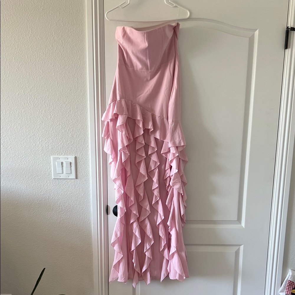 Oh Polly Blush Pink Strapless Ruffle Dress